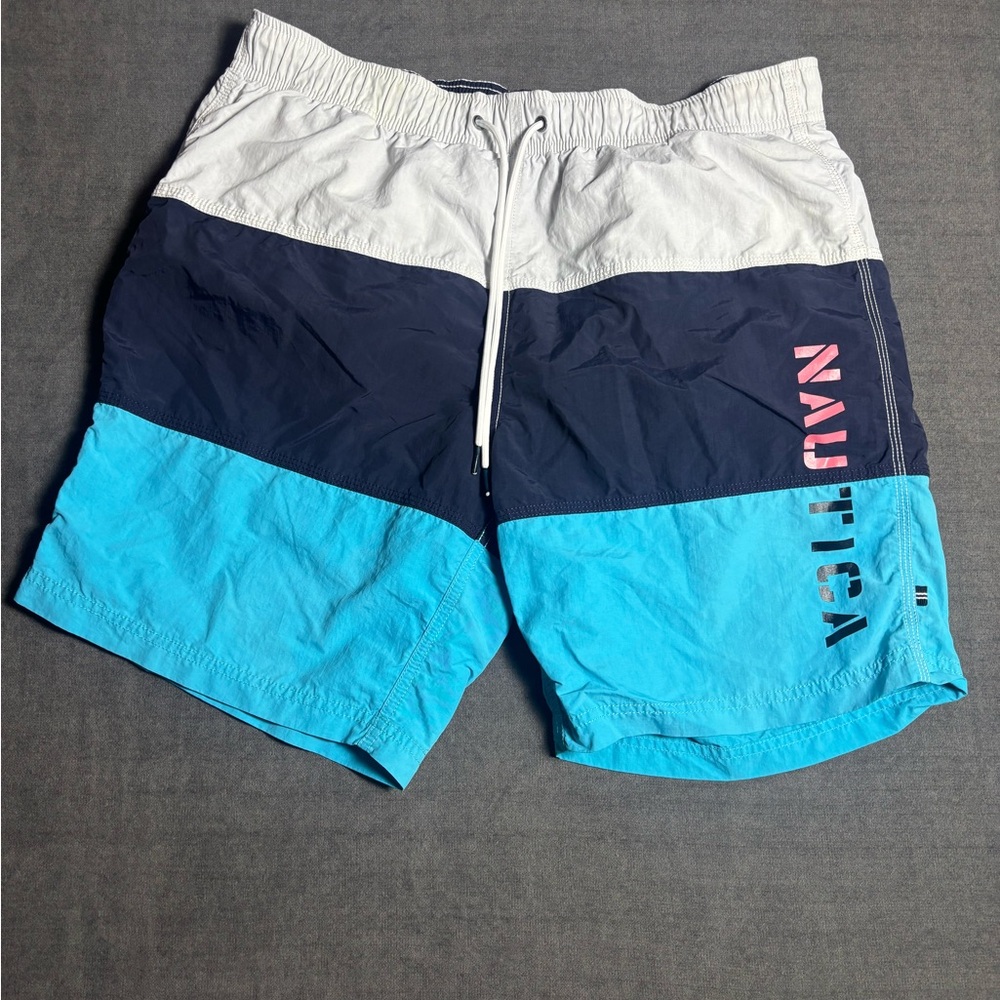 Nautica Blue Swim Trunks Quick-Dry Comfort Fit